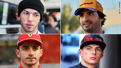 (From top-left clockwise) Pierre Gasly, Carlos Sainz, Max Verstappen and Charles Leclerc all had fathers and other family members who competed in professional motorsport before they entered the sport themselves.