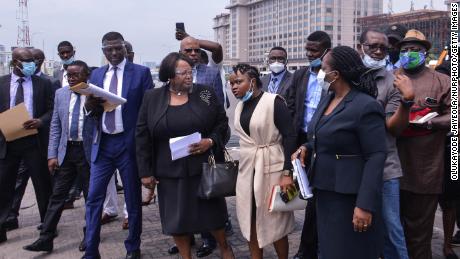 Members of the judicial panel visit the Lekki toll gate on October 30.