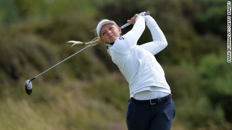 Pedersen plays her tee shot on the second hole during the first day of the Ladies Scottish Open. 