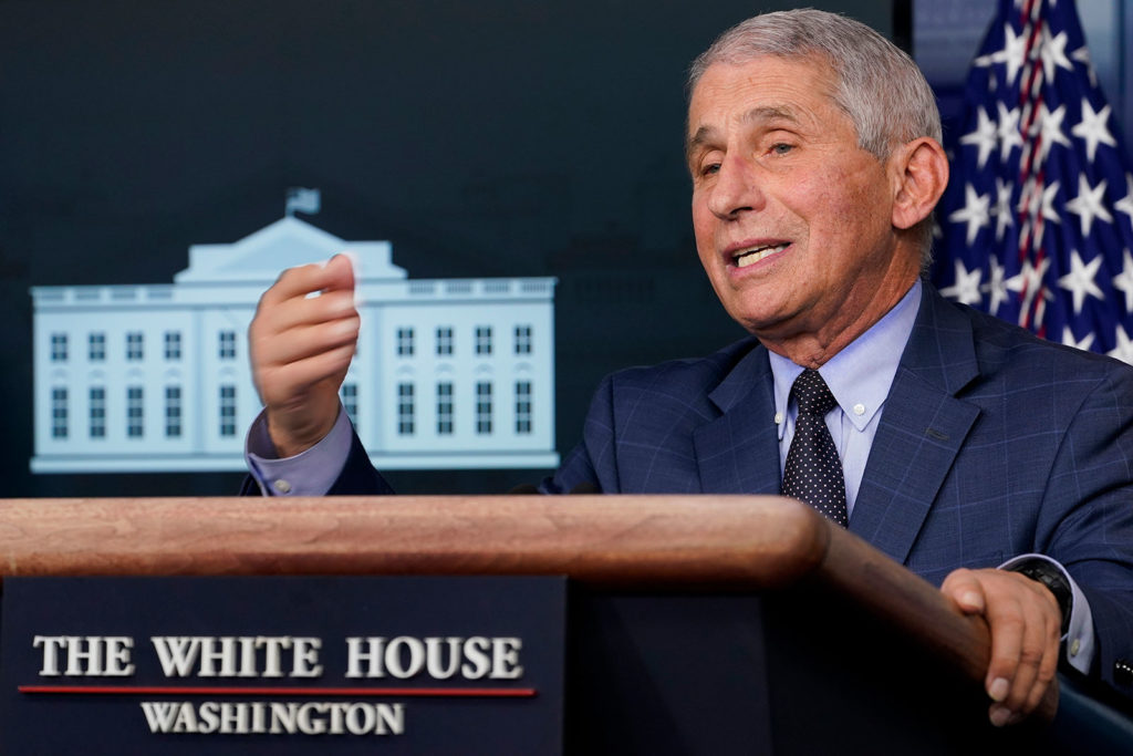 Dr. Anthony Fauci speaks during a news conference at the White House on November 19.