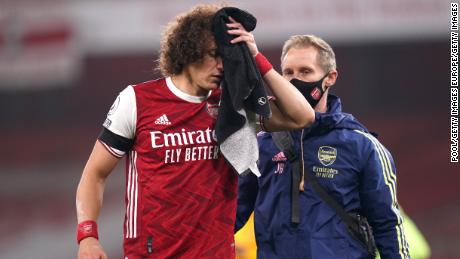 David Luiz needed stitches for the cut sustained in the collision.