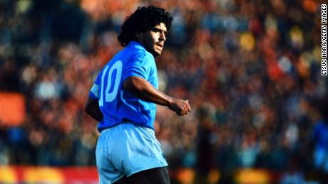 Diego Maradona playing for Napoli in 1986. 
