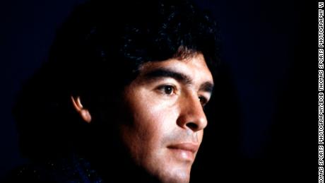 A younger Diego Maradona shortly after being voted the player of the tournament at the 1986 World Cup.