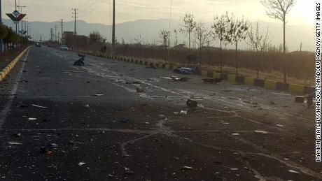 A view of the scene where Fakhrizadeh was killed, in Absard, Iran on Friday.