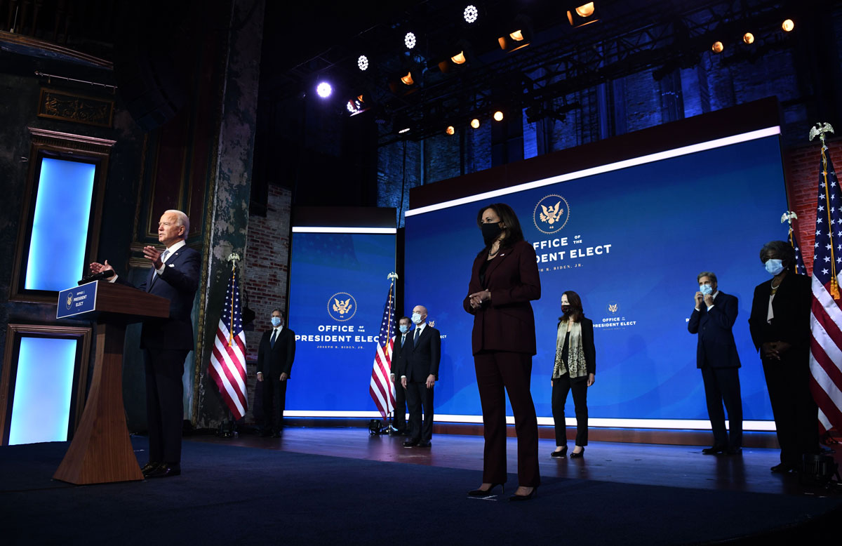 President-elect Joe Biden speaks during a cabinet announcement event in Wilmington, Delaware, on November 24.