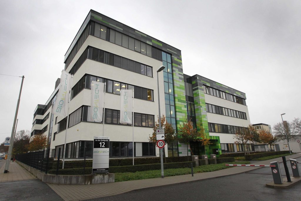 The headquarters of German company BioNtech is pictured in Mainz, Germany, on November 12.