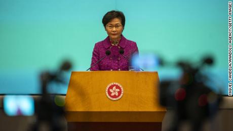 Carrie Lam, Hong Kong&#39;s chief executive, speaks to the press during a news conference on November 25.