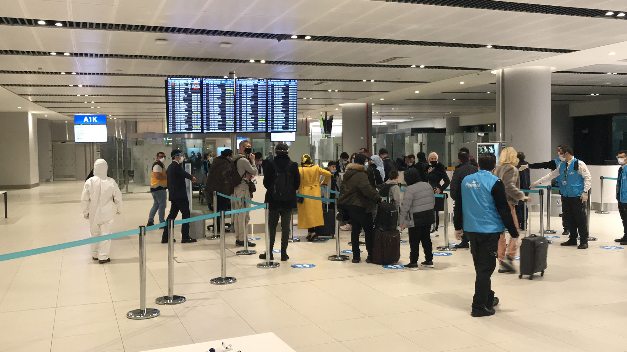 Passengers arrive at Istanbul airport in Turkey on December 21. 