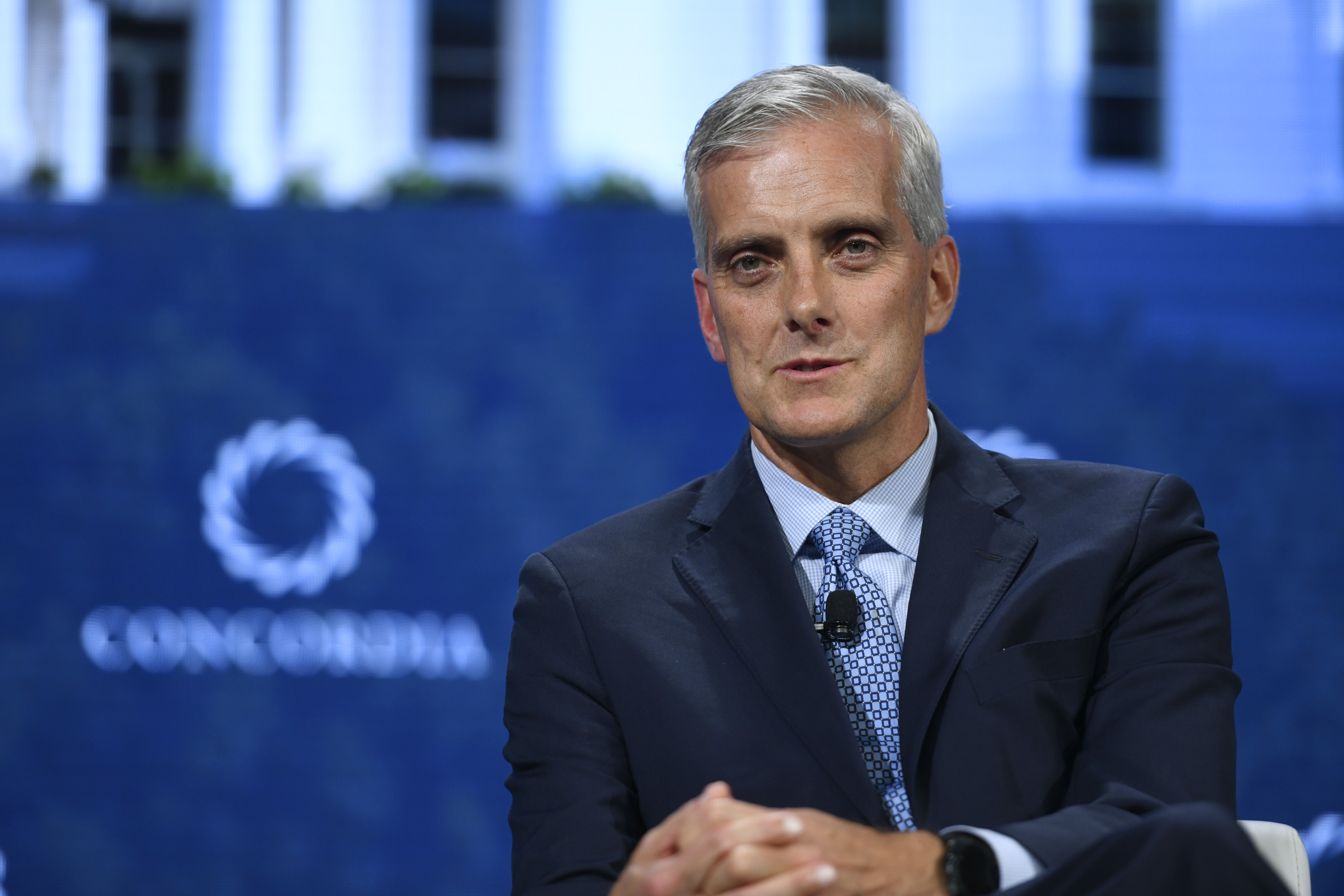 Denis McDonough speaks during the 2018 Concordia Annual Summit in New York.