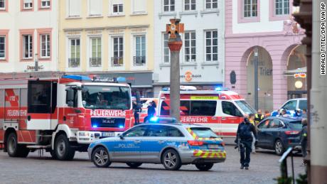 German police say two people were killed when a car drove into a pedestrian zone.