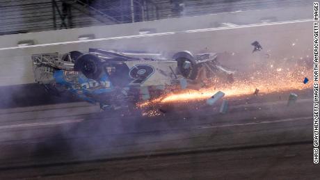 Ryan Newman crashes during the Daytona 500 in February.