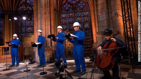 Cello player Gautier Capucon and the Notre Dame cathedral choir record a Christmas concert on December 19.