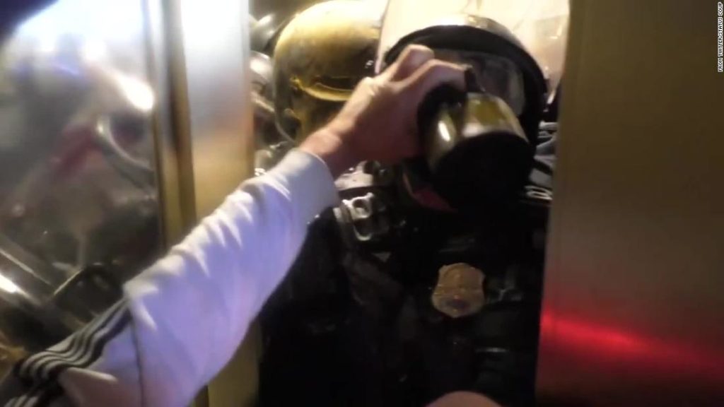 Disturbing video shows officer crushed against door by mob storming the Capitol