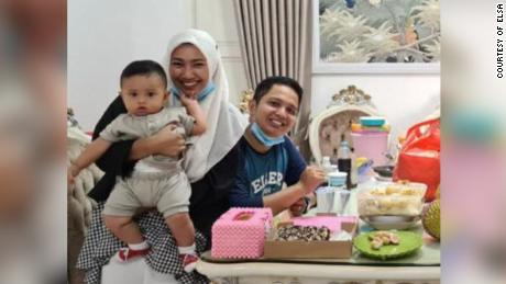 Rizki Wahyudi, 26, and his wife, Indah Halimah Putri, 26, are seen with their 7-month-old son, Arkana Nadhif Wahyudi.