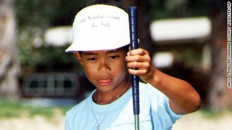 Six-year-old Eldrick &#39;Tiger&#39; Woods sizes up a putt at Los Alamitos Country Club in Los Alamitos, Calif., in this Sept. 9, 1982 photo.