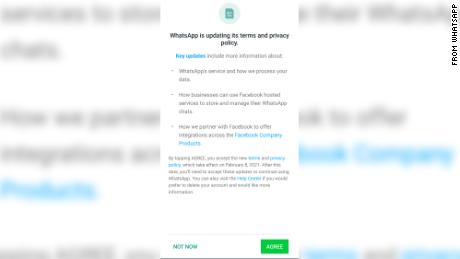 This notification about an update to WhatsApp&#39;s terms and privacy policy may have caused some confused users to leave for other messaging services like Signal.