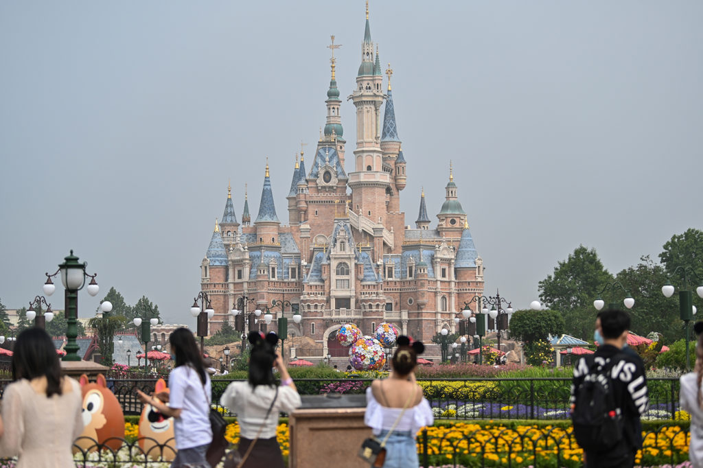 People visit the Disneyland amusement park in Shanghai, China, on May 11, 2020.