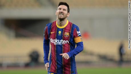 Lionel Messi was shown the first red card of his Barcelona career.