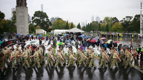 A military march on Anzac Day in 2015 in Melbourne, Australia, where RXG and Besim had planned a foiled attack.