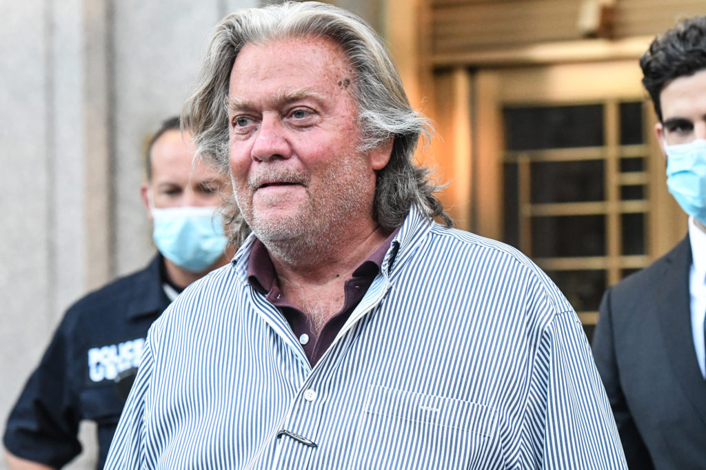 Former White House Chief Strategist Steve Bannon exits the Manhattan Federal Court on August 20, 2020 in the Manhattan borough of New York City.