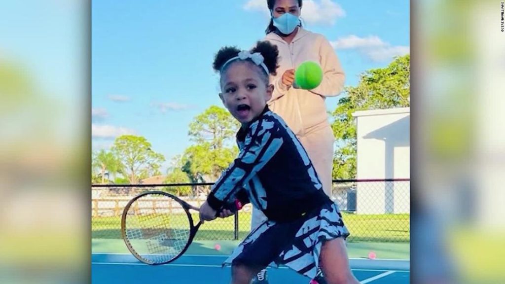 Serena Williams' daughter joins her on court ahead of Australian Open