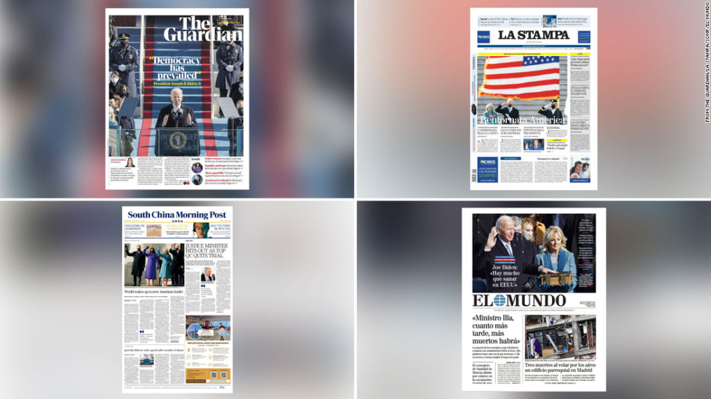 Newspapers around the world react to Biden's inauguration