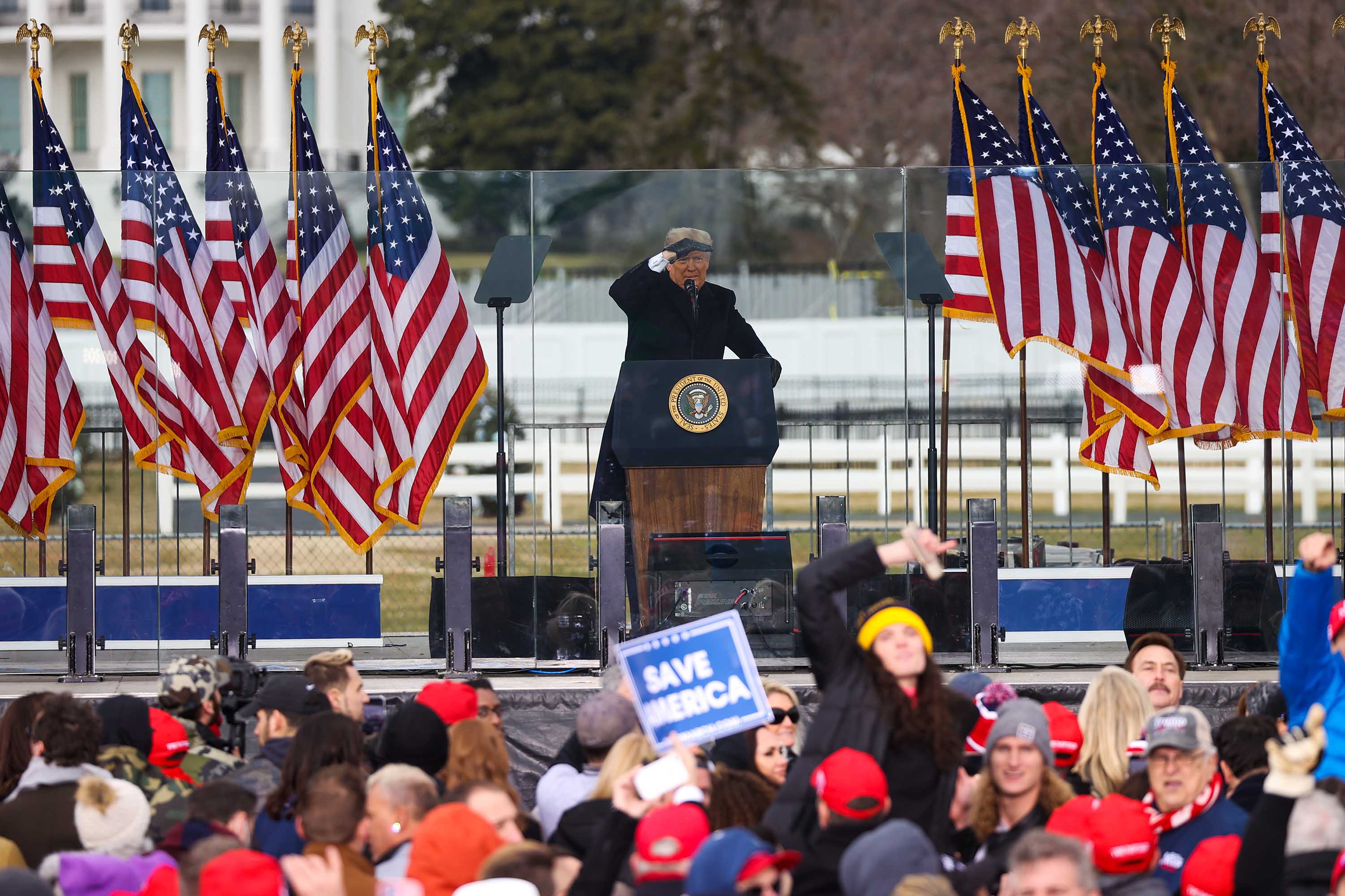 President Trump speaks to supporters at the Save America Rally in Washington D.C., on January 6.