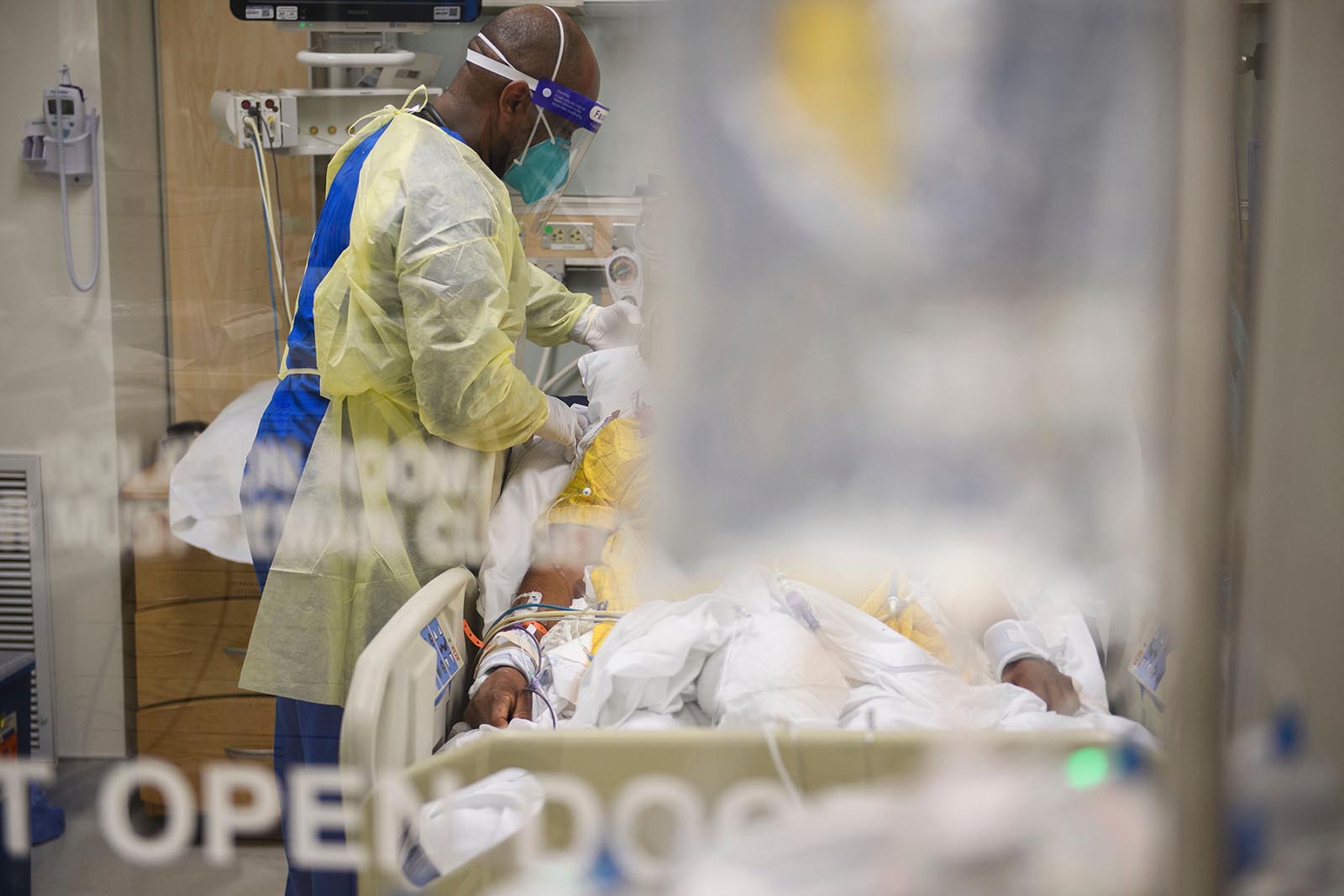 A nurse attends to a patient in a Covid-19 ICU at Martin Luther King Jr. Community Hospital on January 6 in the Willowbrook neighborhood of Los Angeles. 