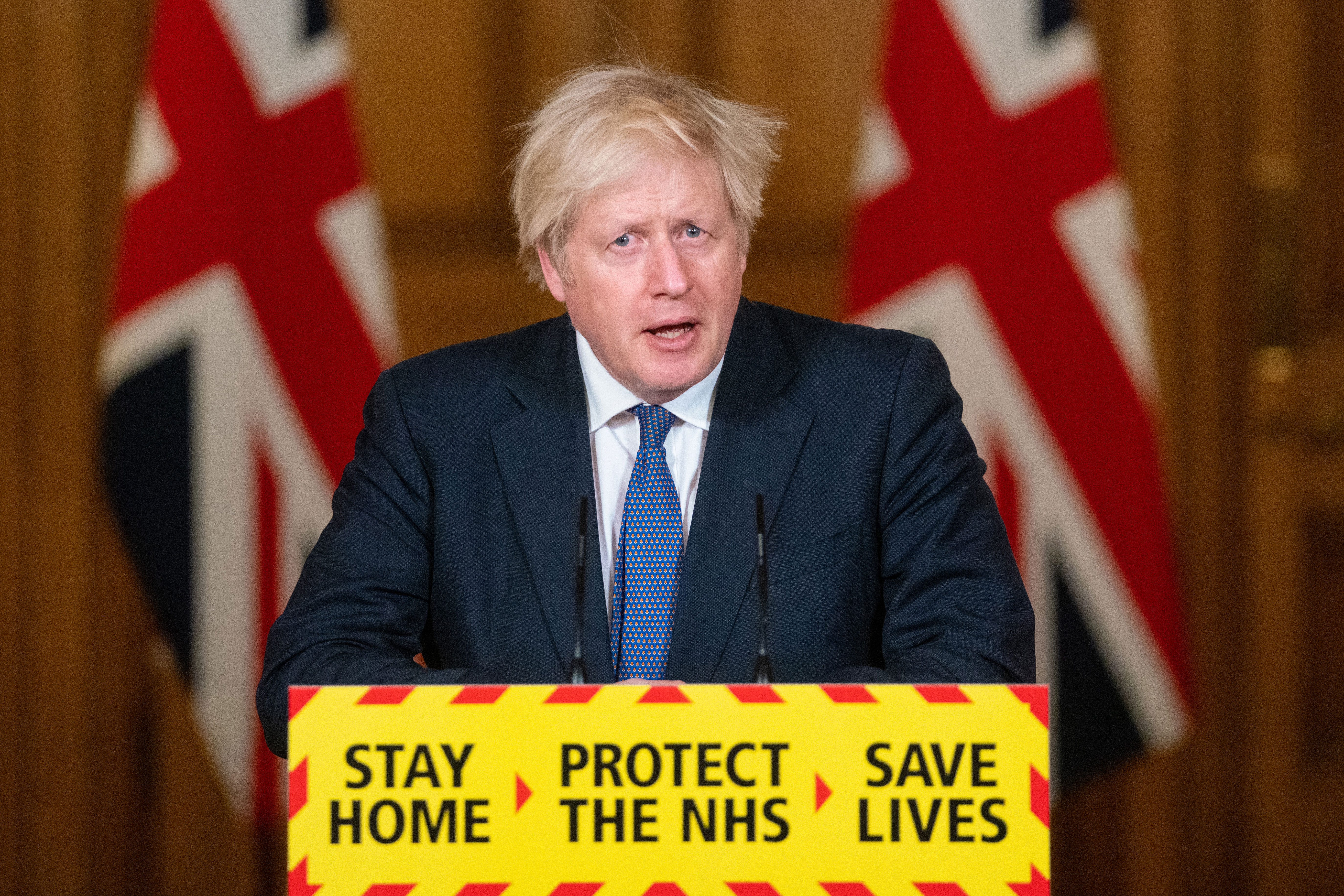 UK Prime Minister Boris Johnson speaks during a media briefing in London on January 15.