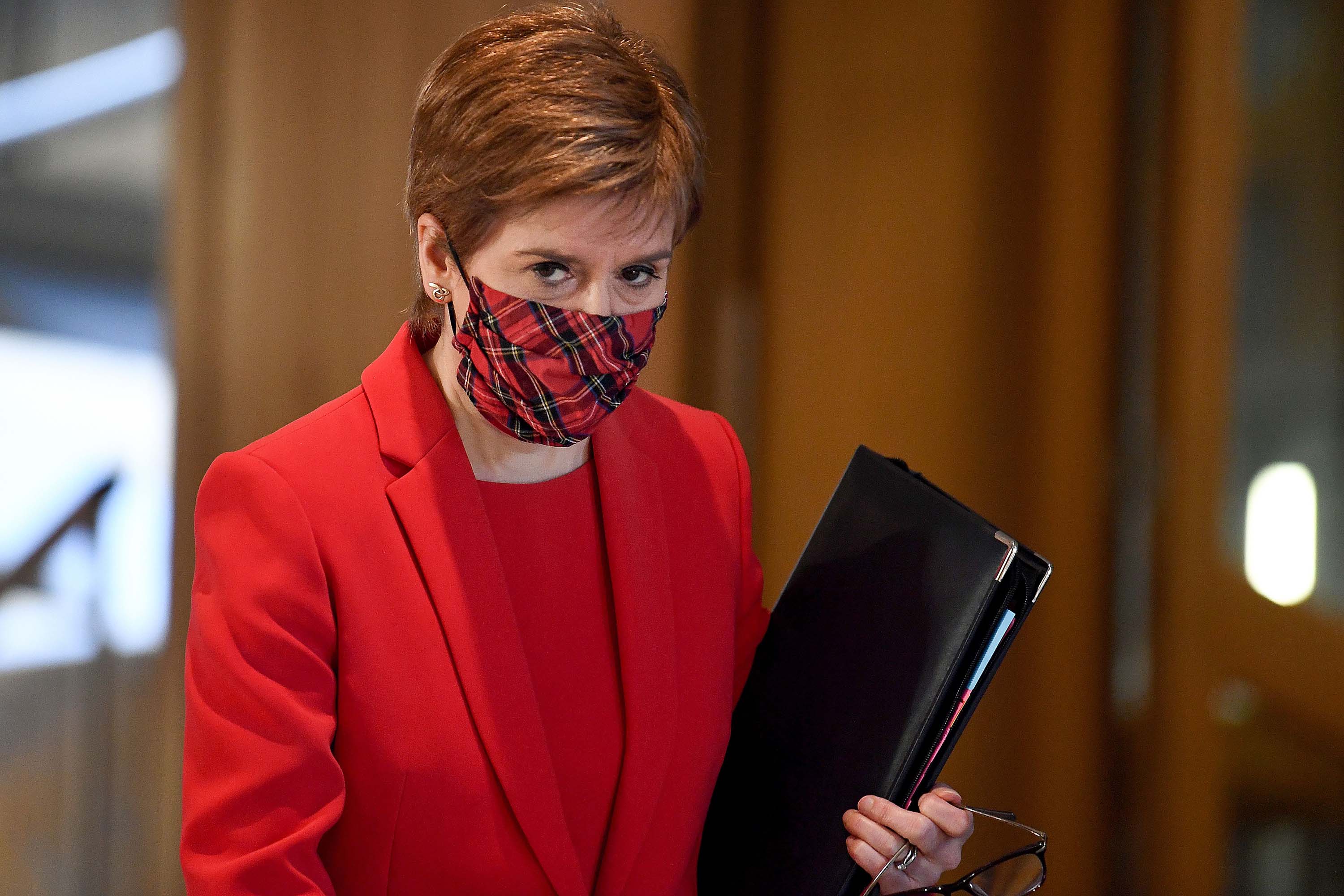 Scotland's First Minister Nicola Sturgeon is pictured at the Scottish Parliament in Edinburgh on December 30.