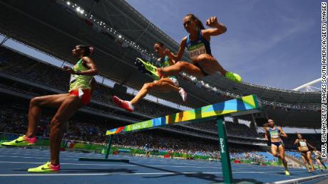 Colleen Quigley (right) competes in the women&#39;s 3000m steeplechase final at the Rio 2016 Olympics. 