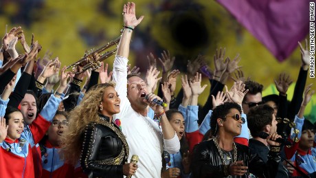 Beyonce, Chris Martin and Bruno Mars perform in the Super Bowl 50 Halftime Show, which Hamish Hamilton recalls as one of the greatest halftimes he&#39;s produced.