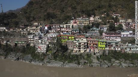 View of the overflowed Mandakini river, a tributary of the Alaknanda River, near the Rudraprayag district in Uttarakhand, India.