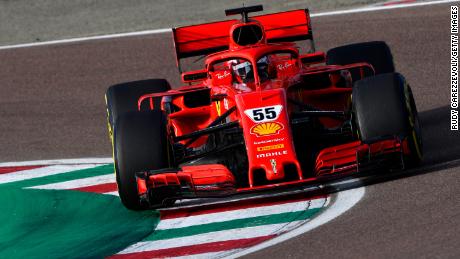 Sainz drives the Scuderia Ferrari 2018-spec SF71H on track during a five-day test at Fiorano Circuit.