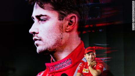 Leclerc during the season-opening press conference. 