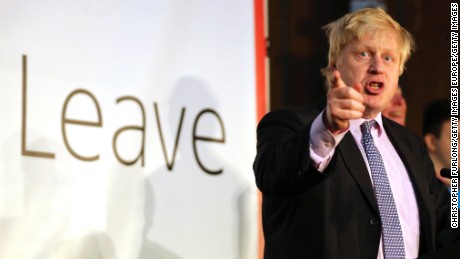 Boris Johnson addresses supporters during a rally for the &#39;Vote Leave&#39; campaign on April 15, 2016 in Manchester, England. 