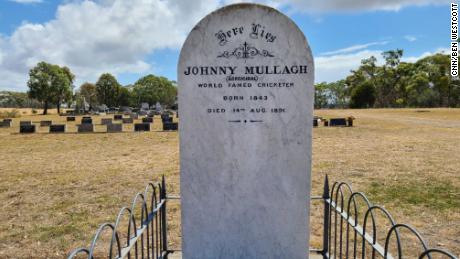 The grave of Johnny Mullagh in the Australian town of Harrow, Victoria, where he was buried after he died in 1891.