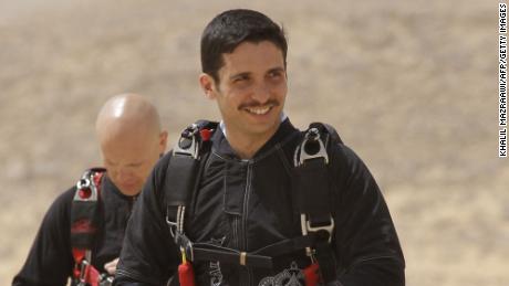 Prince Hamzah attends a media event to announce the launch of &quot;Skydive Jordan&quot; in the Wadi Rum desert on April 19, 2011. 