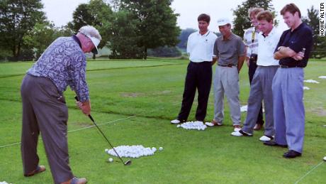 Norman with tour players, at the Telus Skins Game at the National Golf Club of Canada in 1995. 