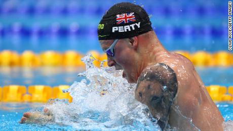 Peaty competes in the men&#39;s 100m breaststroke final on day one of the British Swimming Selection Trials 2021.