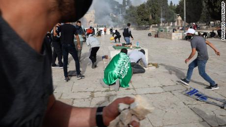 Hundreds of Palestinians were injured in the clashes with Israeli police Monday. 