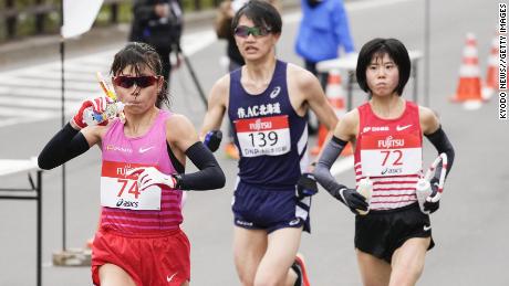 Runners compete in a half-marathon in Sapporo on May 5 -- a test event ahead of this year&#39;s Olympics.