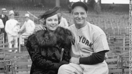 Gehrig pictured with his wife Eleanor, whom he called a &quot;tower of strength&quot; during his farewell address.