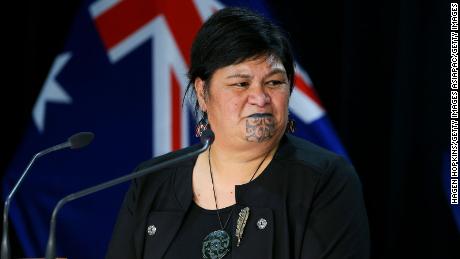 Minister of Foreign Affairs Nanaia Mahuta talks to media during a press conference at Parliament on April 22, 2021 in Wellington, New Zealand. 