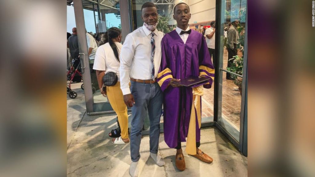 A Louisiana high school senior was accused of violating his graduation's dress code with his shoes--- so a teacher switched with him