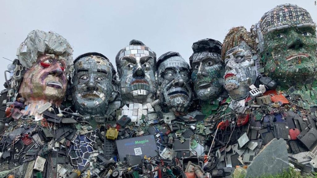 Massive e-waste sculpture of G7 leaders appears near summit site