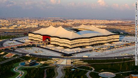 A general view Al Bayt Stadium on December 19, 2019 at Al Khor City, Qatar.