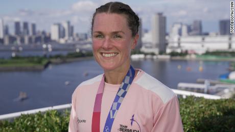 Bermuda&#39;s Flora Duffy won gold in the women&#39;s triathlon on July 27.