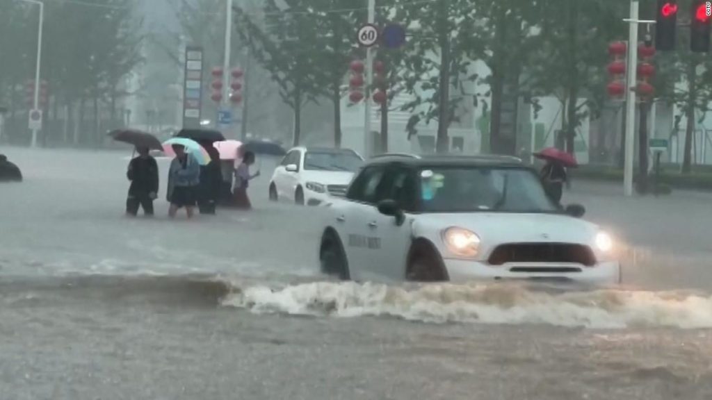 Heavy rainfall floods streets and subway stations in China