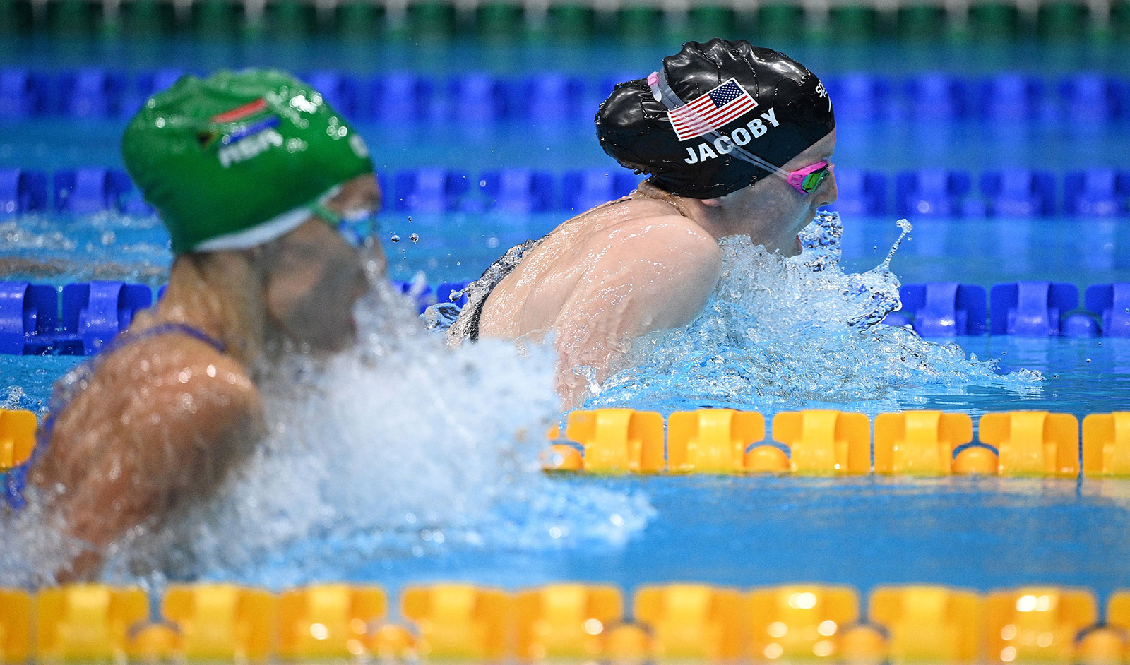 American swimmer Lydia Jacoby competes in the 100m breastroke final on July 27.